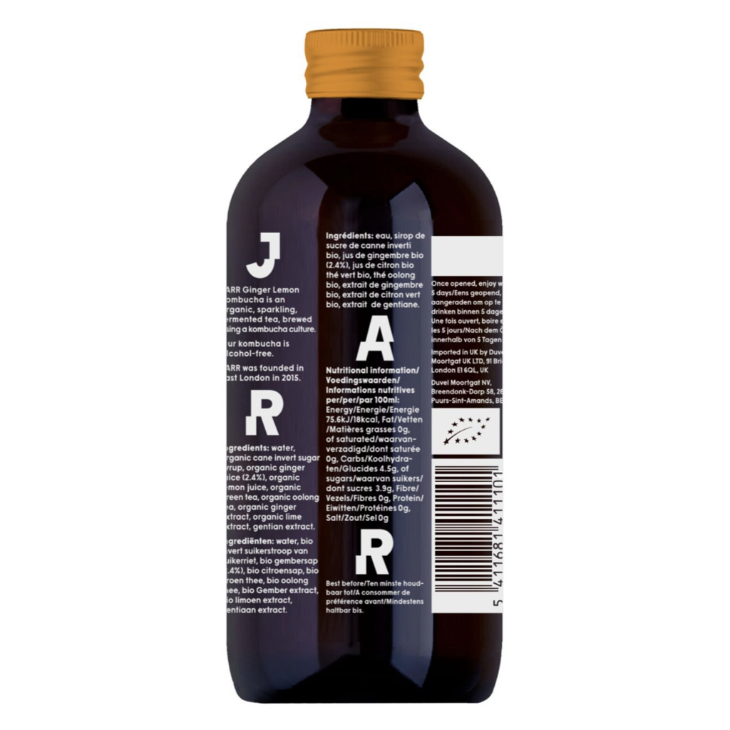 JARR Kombucha Gingembre & Citron BIO 12 x 33 cl OW Interdrinks