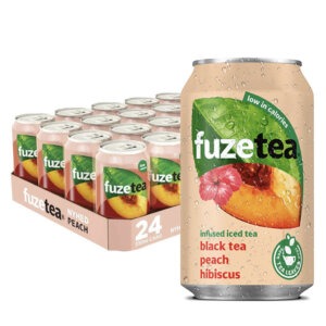 FUZE TEA Zwarte Thee,  Perzik & Hibiscus 24 x 33 cl Blik (Vending)